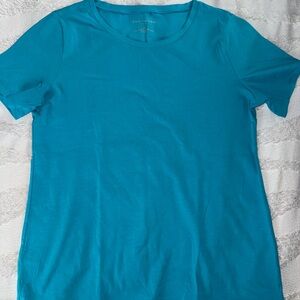 Ann Taylor Factory Blue Fitted Short Sleeve Tee